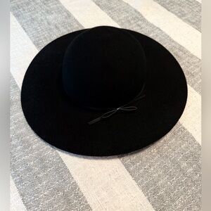A New Day Black Felt 100% Wool Floppy Hat with Adjustable Band One Size